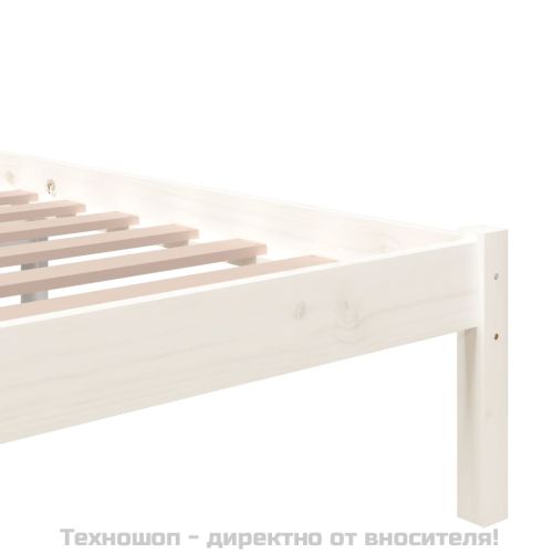 Рамка за легло, бяла, дърво масив, 200x200 см