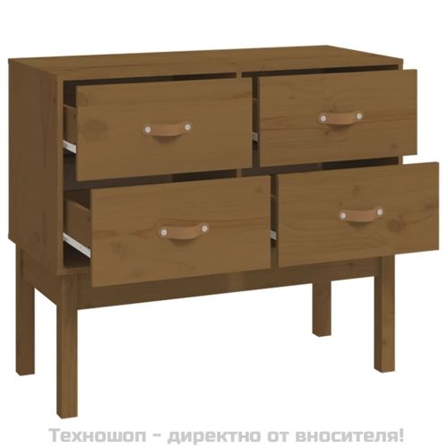Конзолен шкаф, меденокафяв, 90x40x78 см, борово дърво масив