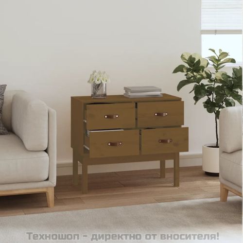 Конзолен шкаф, меденокафяв, 90x40x78 см, борово дърво масив