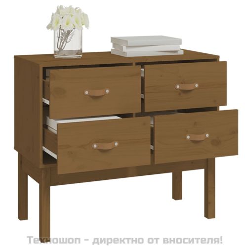 Конзолен шкаф, меденокафяв, 90x40x78 см, борово дърво масив