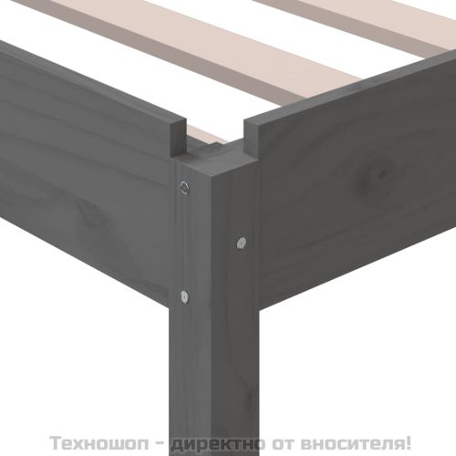 Стифиращо легло, Сиво, борово дърво масив, 75x190 см