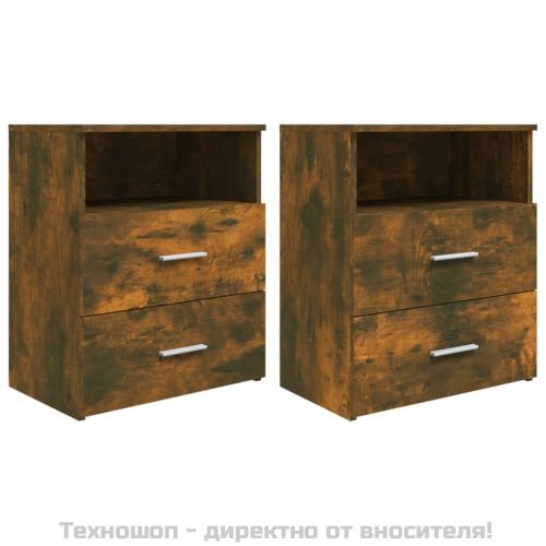 Нощни шкафчета, 2 бр, опушен дъб, 50x32x60 см