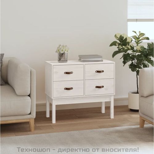 Конзолна маса, бяла, 90x40x78 см, борово дърво масив