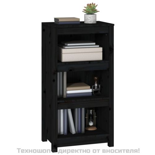 Библиотека, черна, 50x35x97 см, бор масив