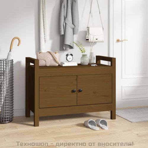 Пейка за антре меденокафява 80x40x60 см борово дърво масив