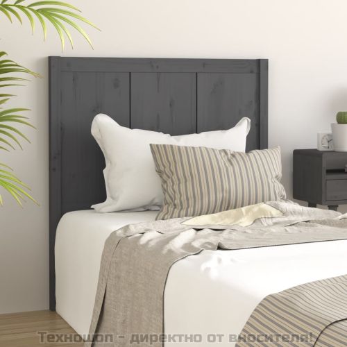 Горна табла за легло, сива, 80,5x4x100 см, бор масив