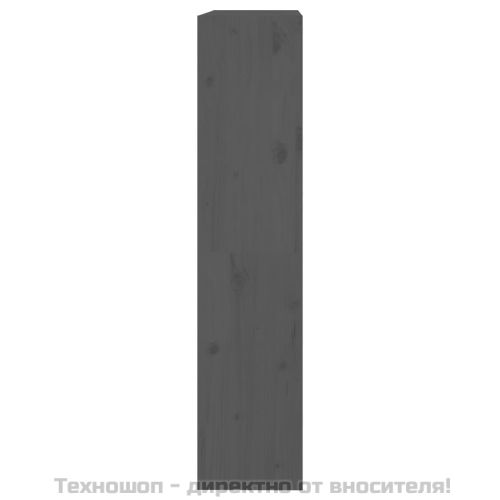 Библиотека/разделител за стая, сива, 80x30x135,5 см, бор масив