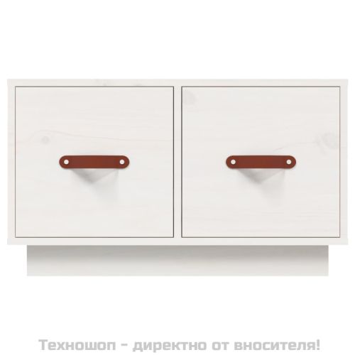 Кафе маса, бяла, 60x53x35 см, борово дърво масив