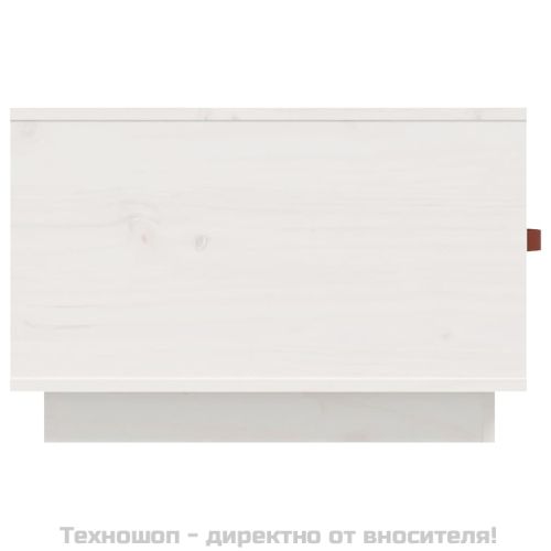 Кафе маса, бяла, 60x53x35 см, борово дърво масив