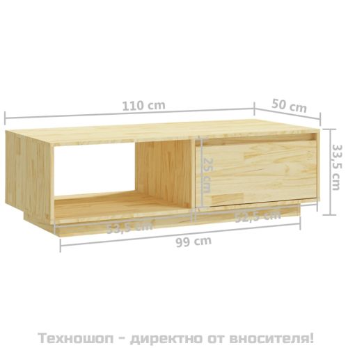 Маса за кафе, 110x50x33,5 см, борово дърво масив