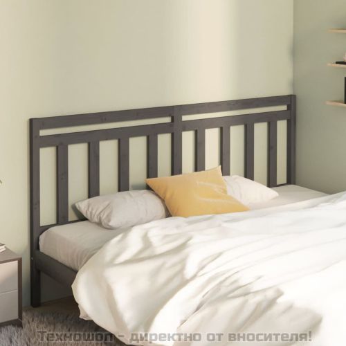 Горна табла за легло, сива, 206x4x100 см, бор масив