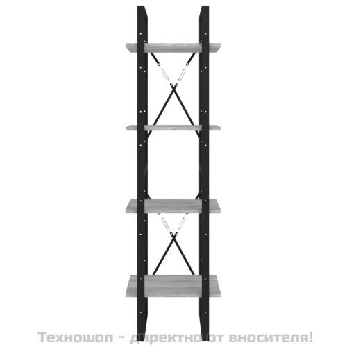 Библиотека на 4 нива, сив сонома, 40x30x140 см, инженерно дърво