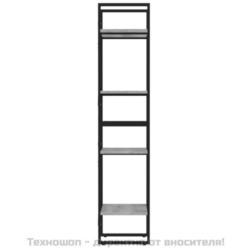 Библиотека на 4 нива, сив сонома, 40x30x140 см, инженерно дърво