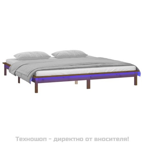 LED легло меденокафяво 120x190 см Small Double масивно дърво