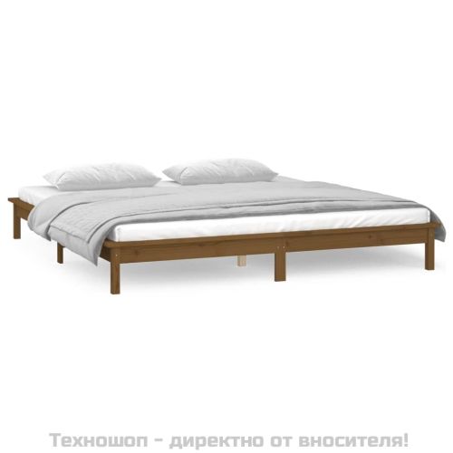 LED легло меденокафяво 120x190 см Small Double масивно дърво