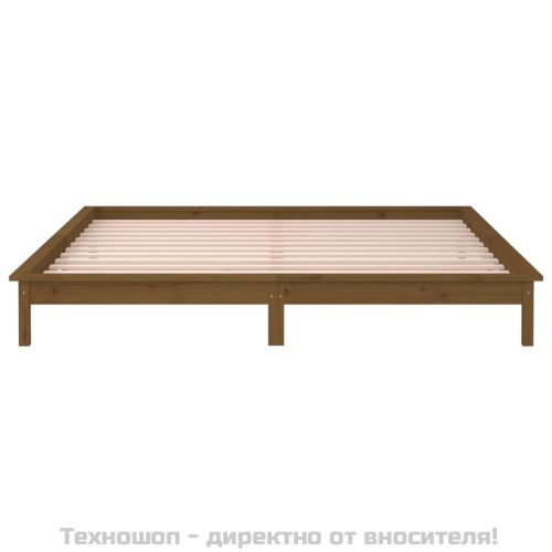 LED легло меденокафяво 120x190 см Small Double масивно дърво