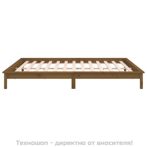 LED легло меденокафяво 120x190 см Small Double масивно дърво