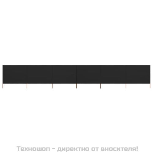 Параван против вятър от 6 панела, текстил, 800x80 см, черен