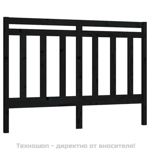Горна табла за легло, черна, 146x4x100 см, бор масив