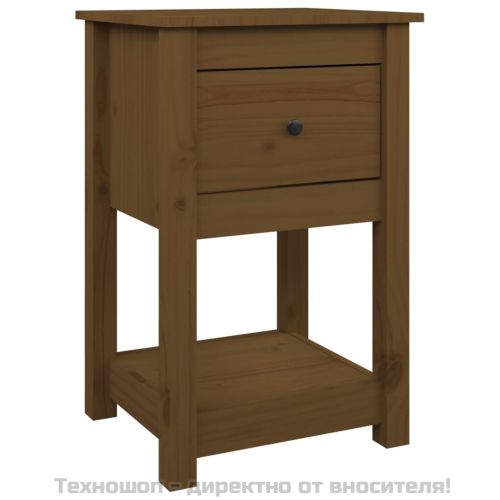 Нощно шкафче, меденокафяво, 40x35x61,5 см, борово дърво масив