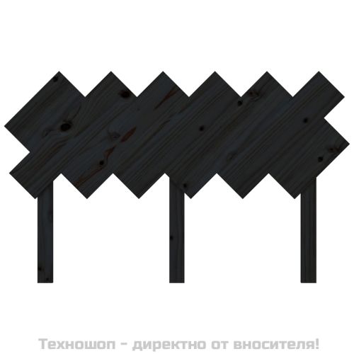 Горна табла за легло, черна, 132x3x81 см, бор масив