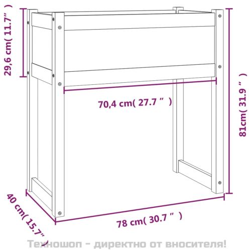 Плантер, 78x40x81 см, борово дърво масив