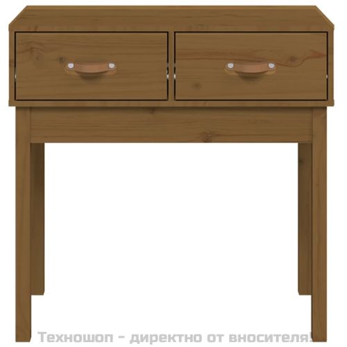 Конзолна маса, меденокафява, 76,5x40x75 см, борово дърво масив
