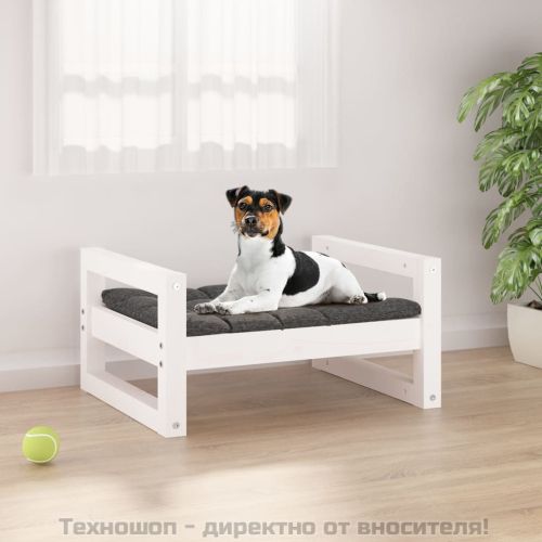 Кучешко легло, бяло, 55,5x45,5x28 см, борова дървесина масив
