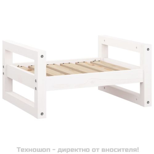 Кучешко легло, бяло, 55,5x45,5x28 см, борова дървесина масив