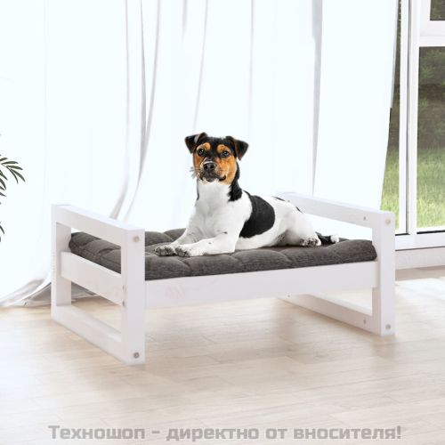 Кучешко легло, бяло, 55,5x45,5x28 см, борова дървесина масив