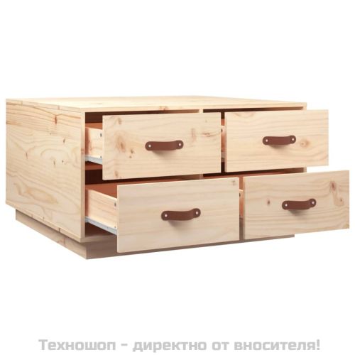 Кафе маса, 80x80x45 см, борово дърво масив