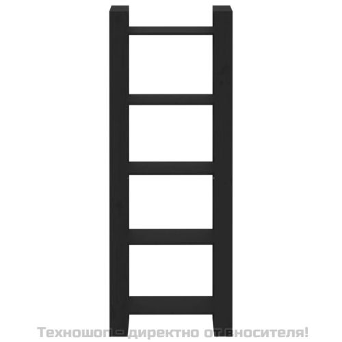 Библиотека/разделител за стая, черна, 60x35x160 см, бор масив