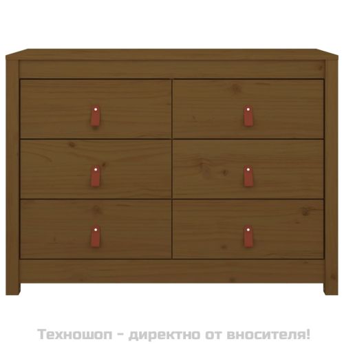 Страничен шкаф, меденокафяв, 100x40x72 см, борово дърво масив