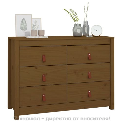 Страничен шкаф, меденокафяв, 100x40x72 см, борово дърво масив