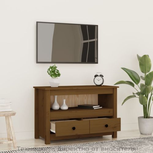 ТВ шкаф, меденокафяв, 79x35x52 см, бор масив