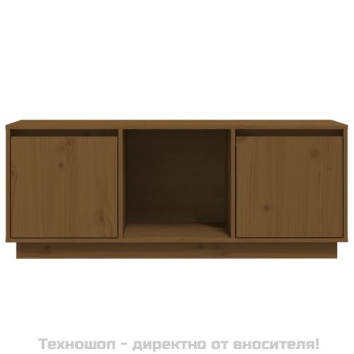 ТВ шкаф, меденокафяв, 110,5x35x44 см, бор масив