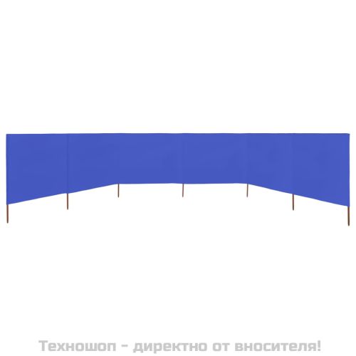 Параван против вятър от 6 панела текстил 800x80 см лазурносин