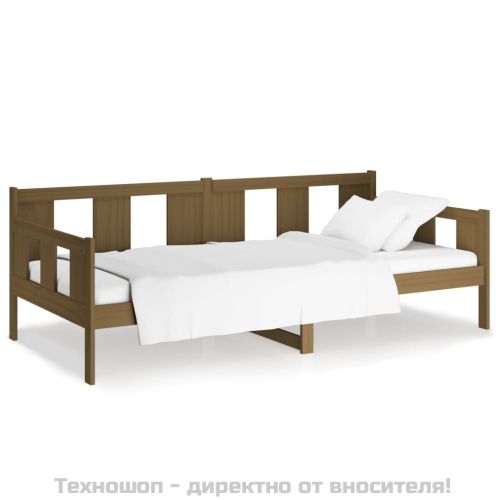 Дневно легло без матрак, меденокафяв, бор масив, 90x200 см