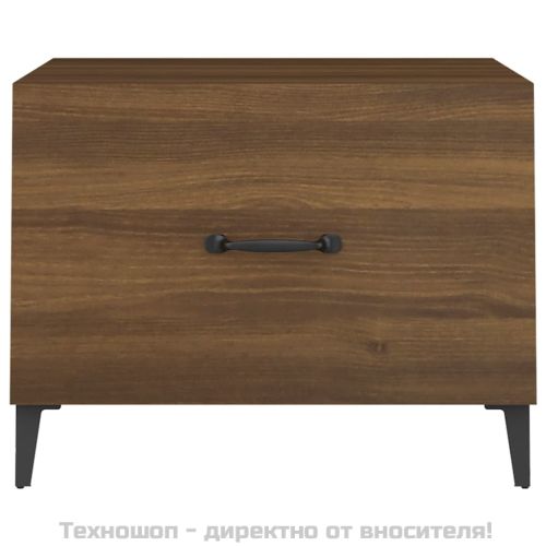 Маса за кафе с метални крака, кафяв дъб, 50x50x40 см