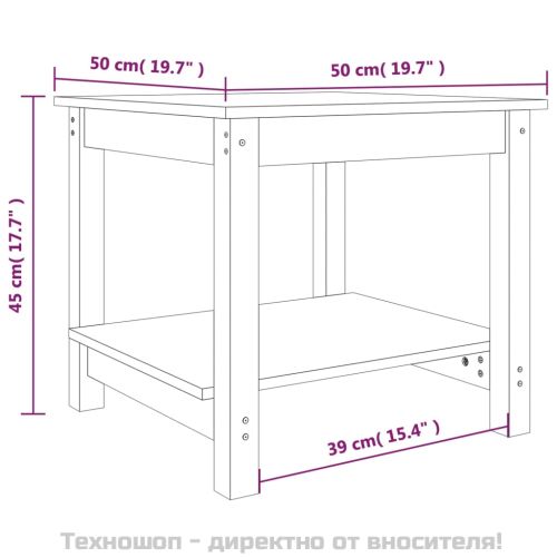 Кафе маса, черна, 50x50x45 см, борово дърво масив