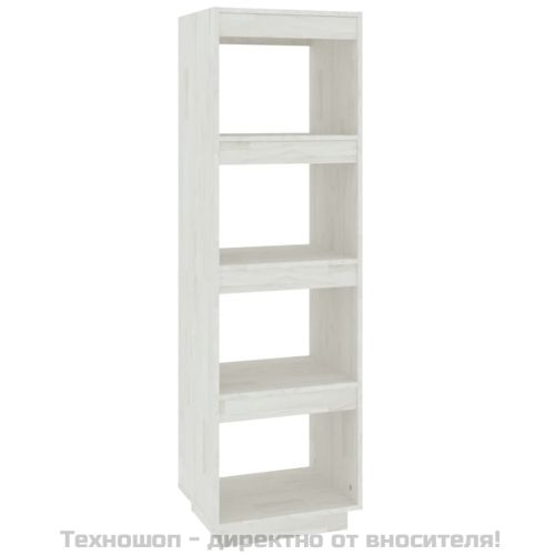 Библиотека/разделител за стая, бяла, 40x35x135 см, бор масив