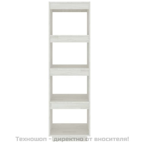 Библиотека/разделител за стая, бяла, 40x35x135 см, бор масив