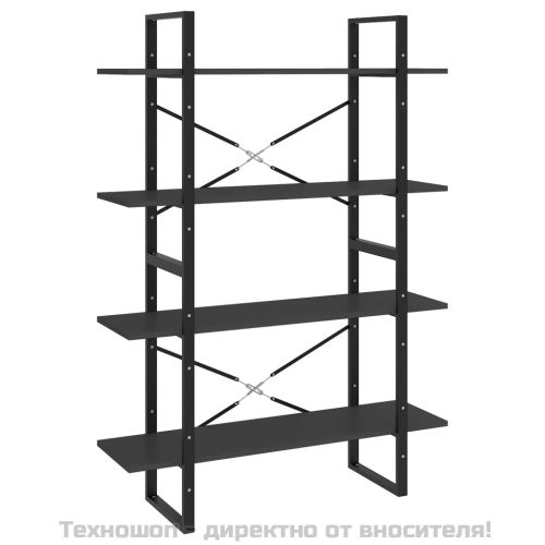 4-етажна библиотека, сива, 100x30x140 см, инженерно дърво