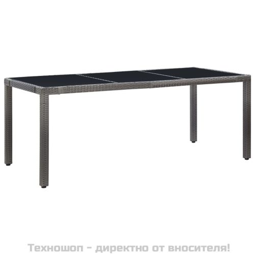 Градински трапезен комплект, 9 части, полиратан, сив