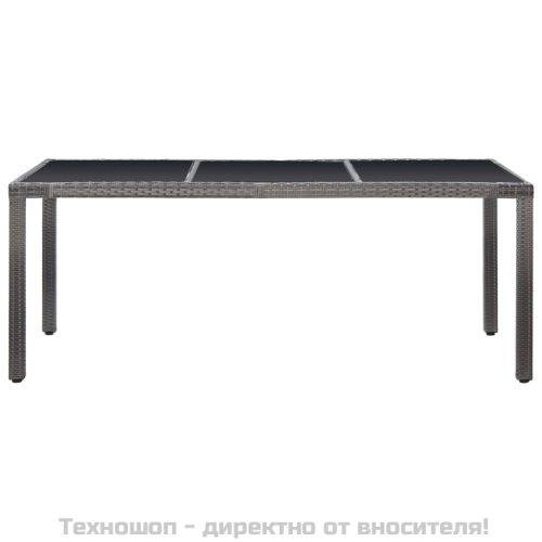 Градински трапезен комплект, 9 части, полиратан, сив