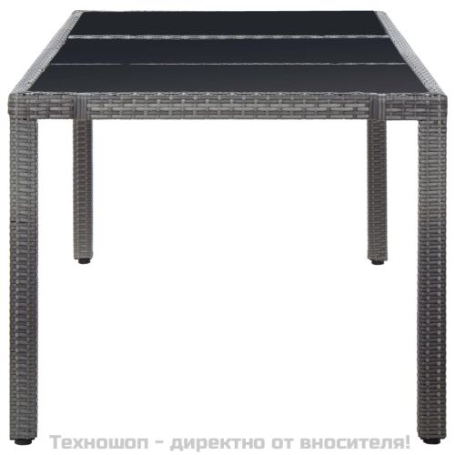 Градински трапезен комплект, 9 части, полиратан, сив