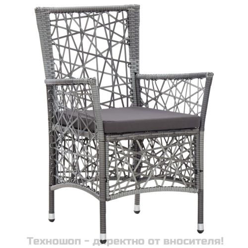 Градински трапезен комплект, 9 части, полиратан, сив