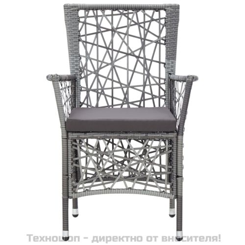 Градински трапезен комплект, 9 части, полиратан, сив