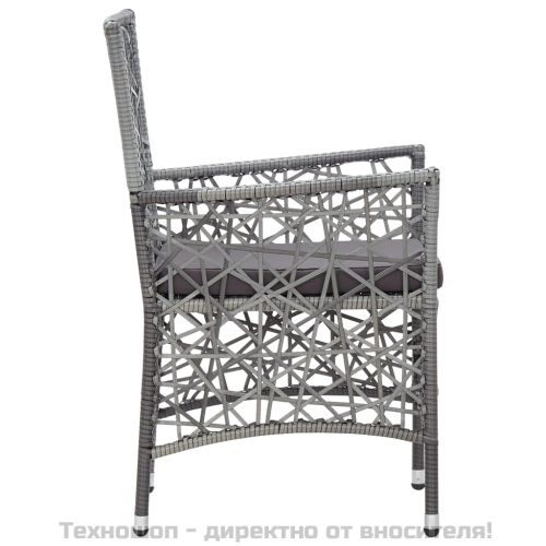 Градински трапезен комплект, 9 части, полиратан, сив