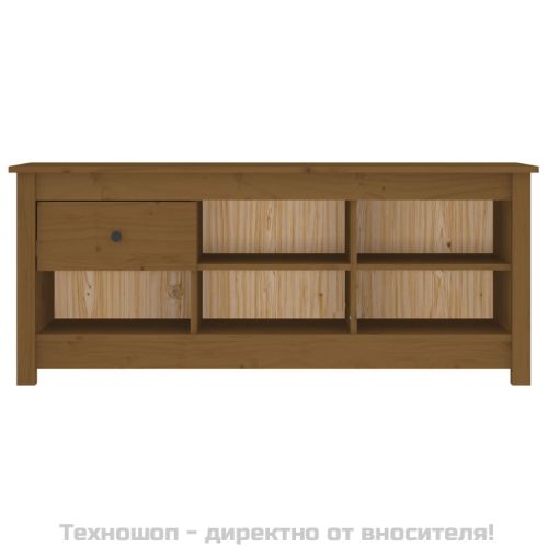 Шкаф за обувки меденокафяв 110x38x45,5 см борово дърво масив